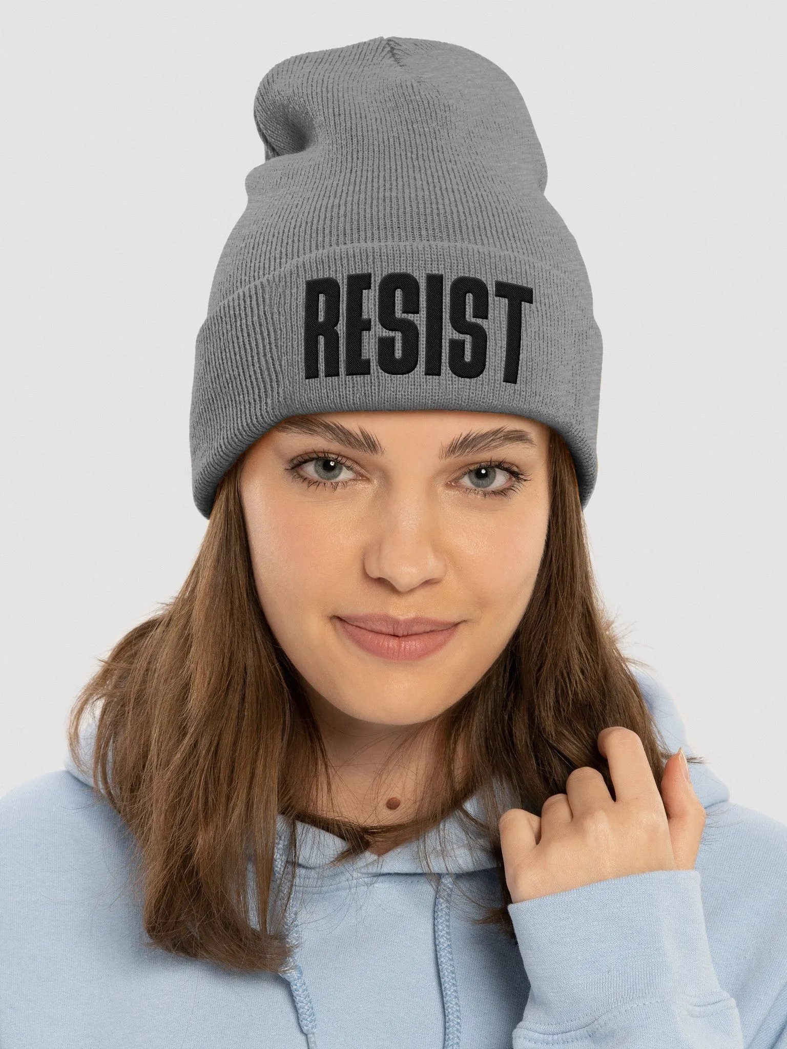 Resist Embroidered Knit Beanie, Resistance Skull Cap product image (4)