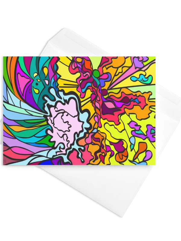 Vibrant Swirls Greeting Card – Wave at Sunset product image (14)