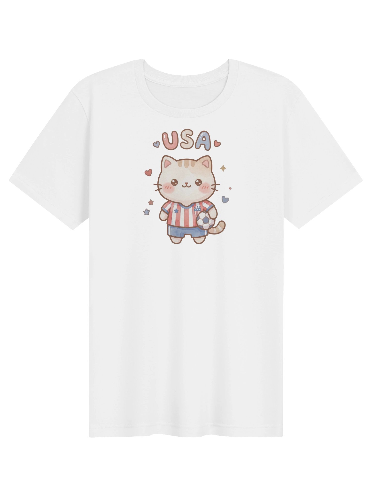 USA Soccer Cat Shirt, Cute American Football Fan Tee, Kawaii Match Day Shirt product image (31)