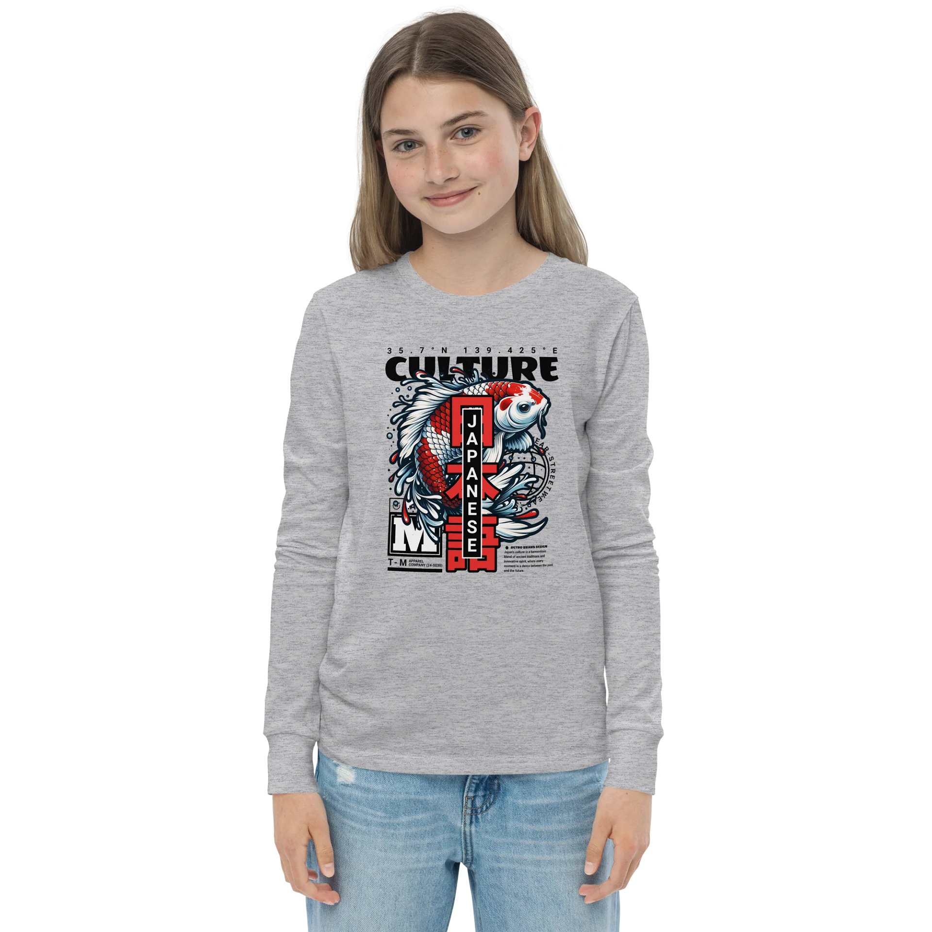 Trendy Koi Splash Long Sleeve Tee for Japanese Youth Fashion product image (1)