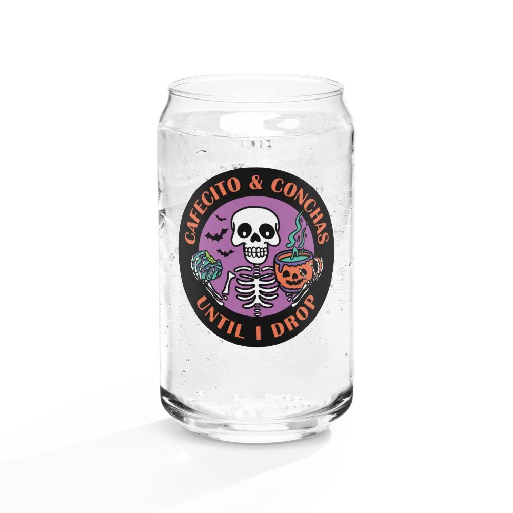 Cafecito and Conchas Halloween Skeleton 16oz Can-Shaped Drinking Glass product image (12)