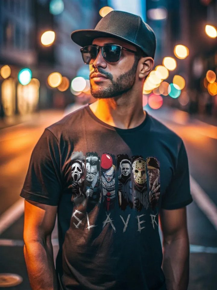 "Slayer of Nightmares" Halloween Horror Icons T-Shirt – Chucky, Freddy, Jason & More product image (2)