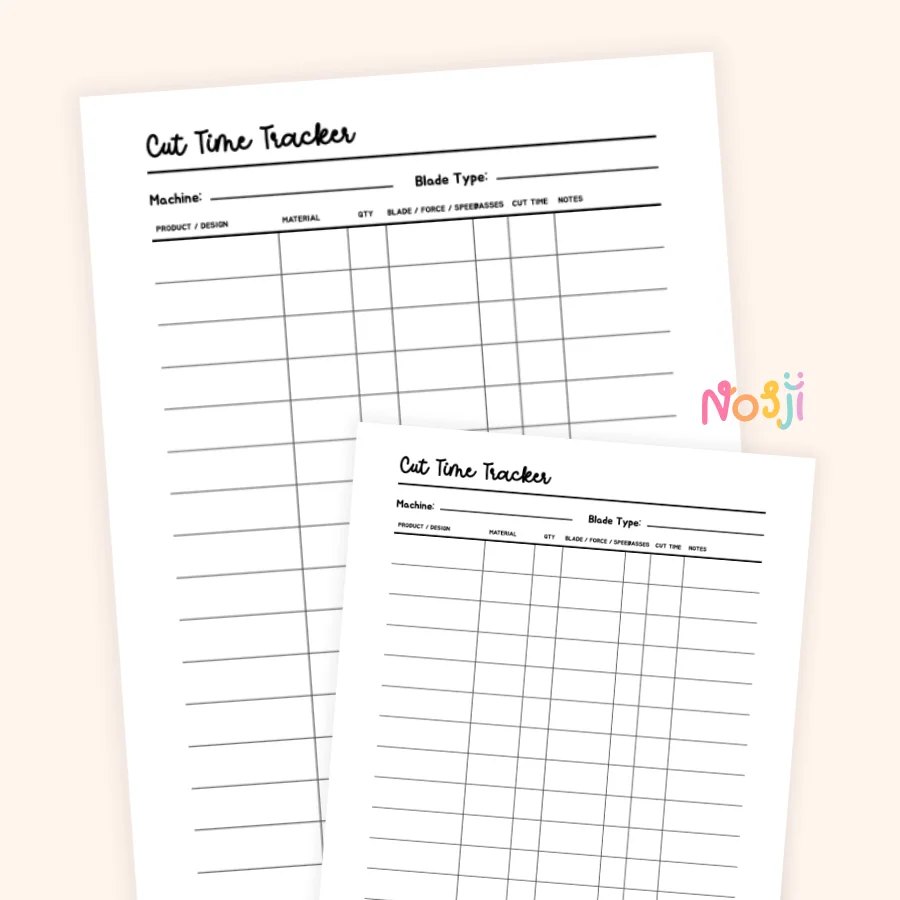 Cut Time Tracker Printable Cutting Machine Project Tracker product image (1)