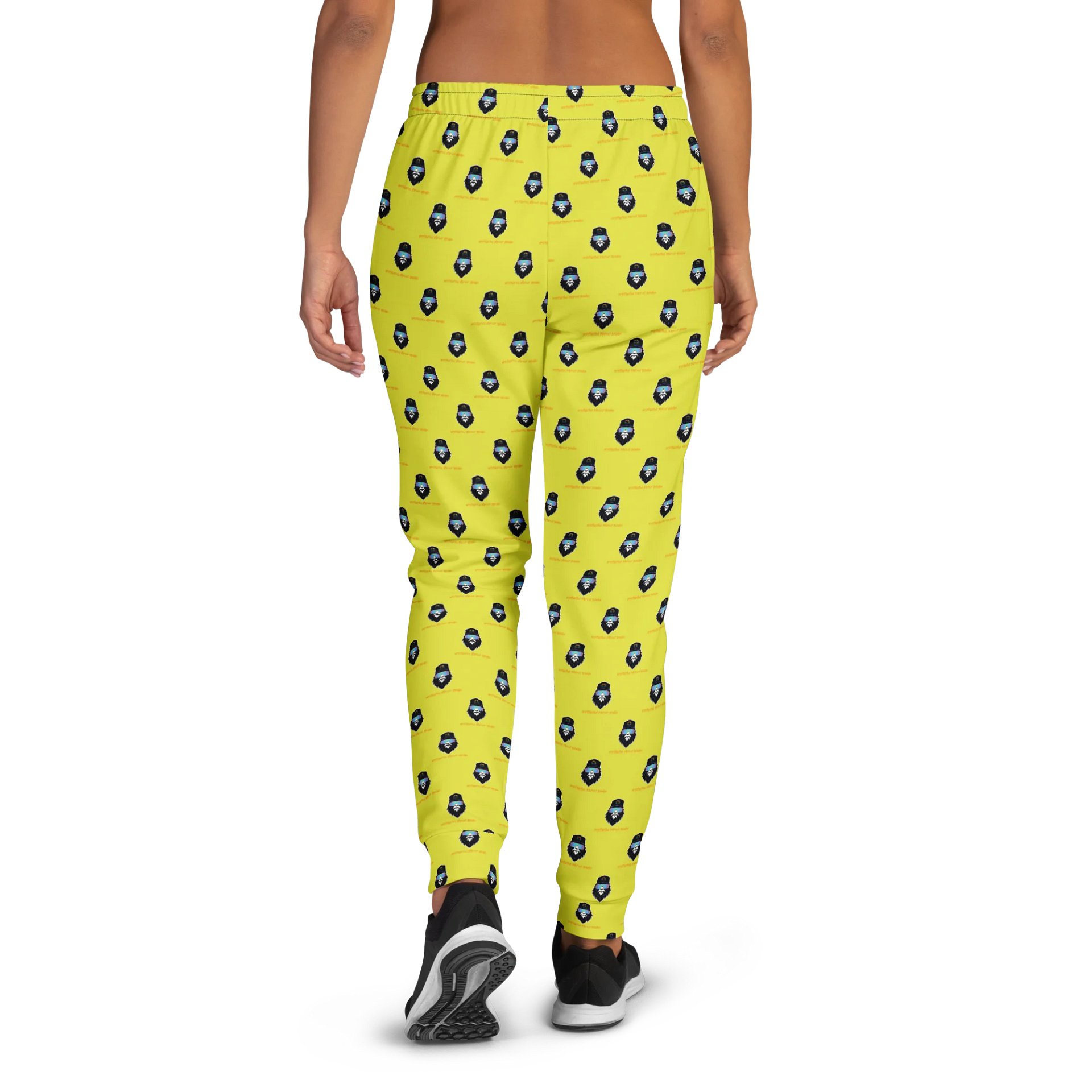 Synthsquatch Fitness Bigfoot Monogram Logo All-Over Print Women's Joggers (Neon Yellow) product image (1)