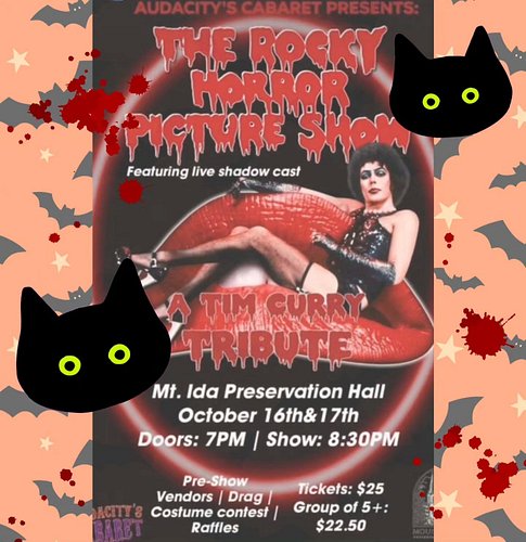 good news, fam! i'll be vending both evenings at mt ida for rocky horror picture show presented by @audacitys_cabaret!  come ...