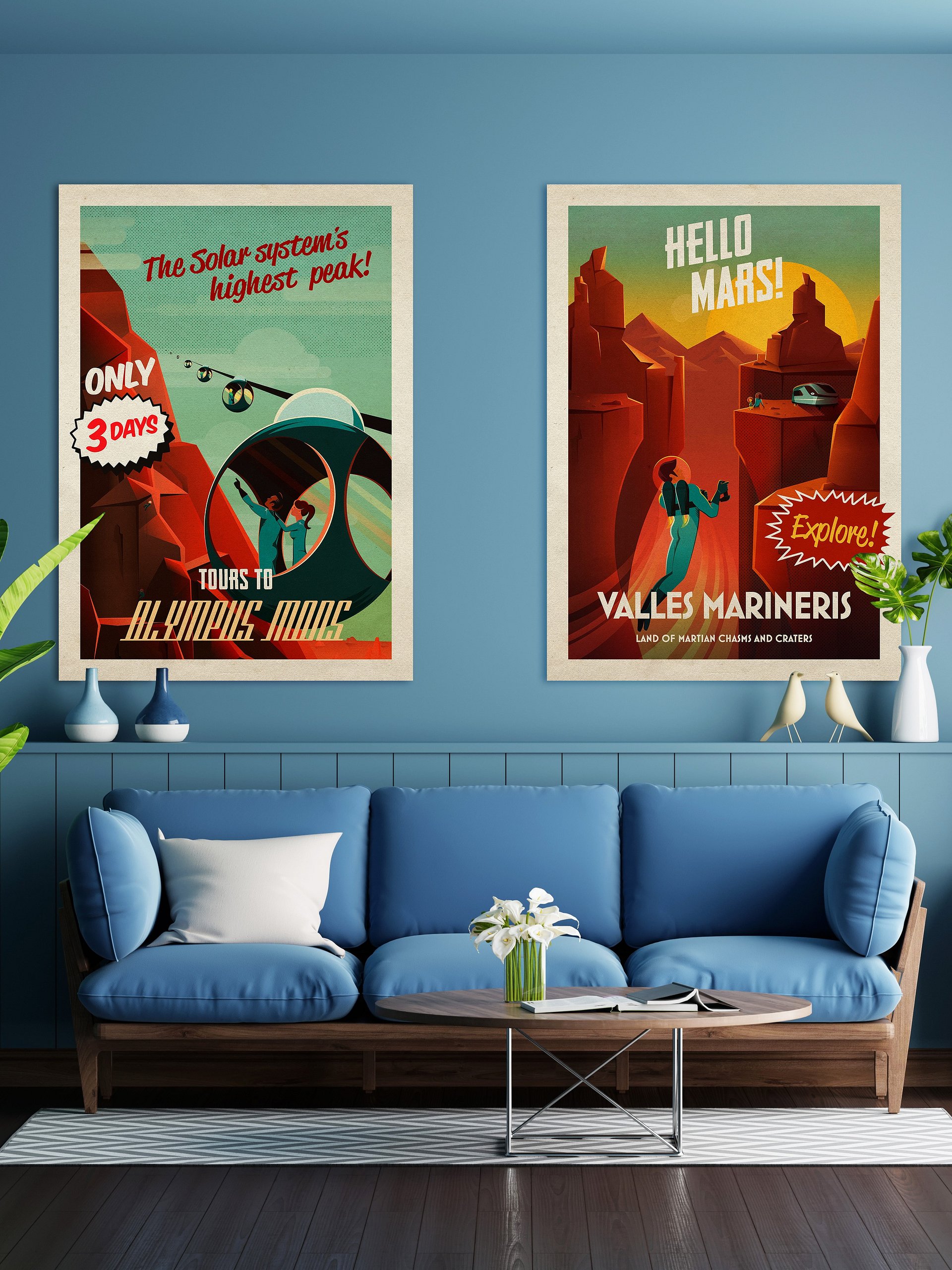 Hello Mars! Valles Marineris — Vintage space poster product image (2)