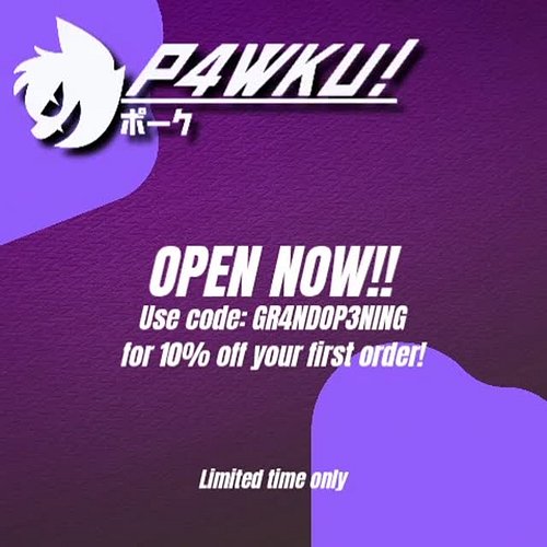 P4wku.store is #OPEN RIGHT NOW!! So if you wanna support a real #artist then here's your place! Use code: GR4NDOP3NING for 10...