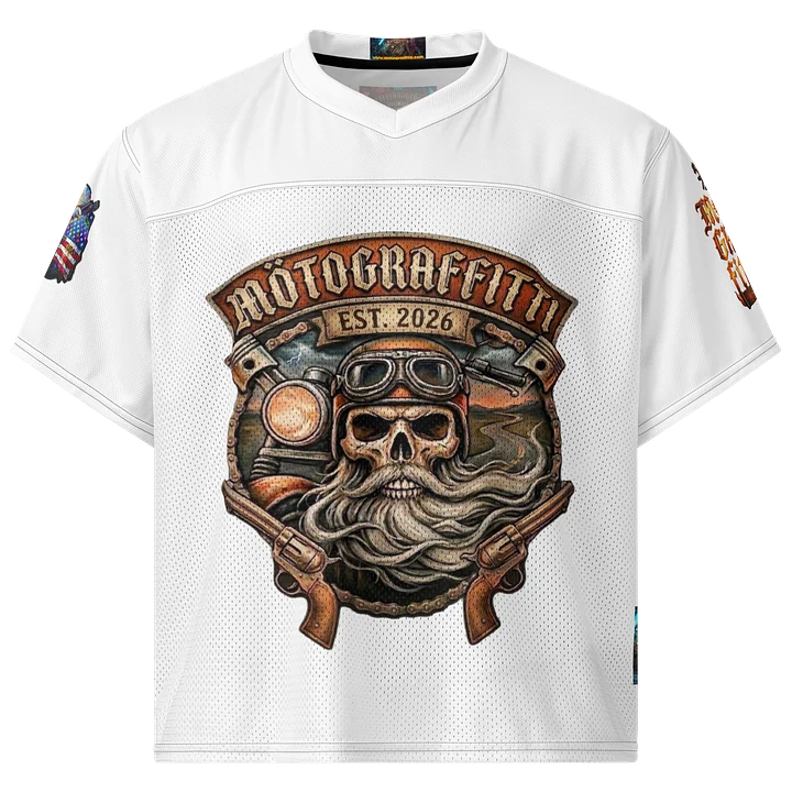 MötoGraffitti MotoMan White Football Jersey product image (1)