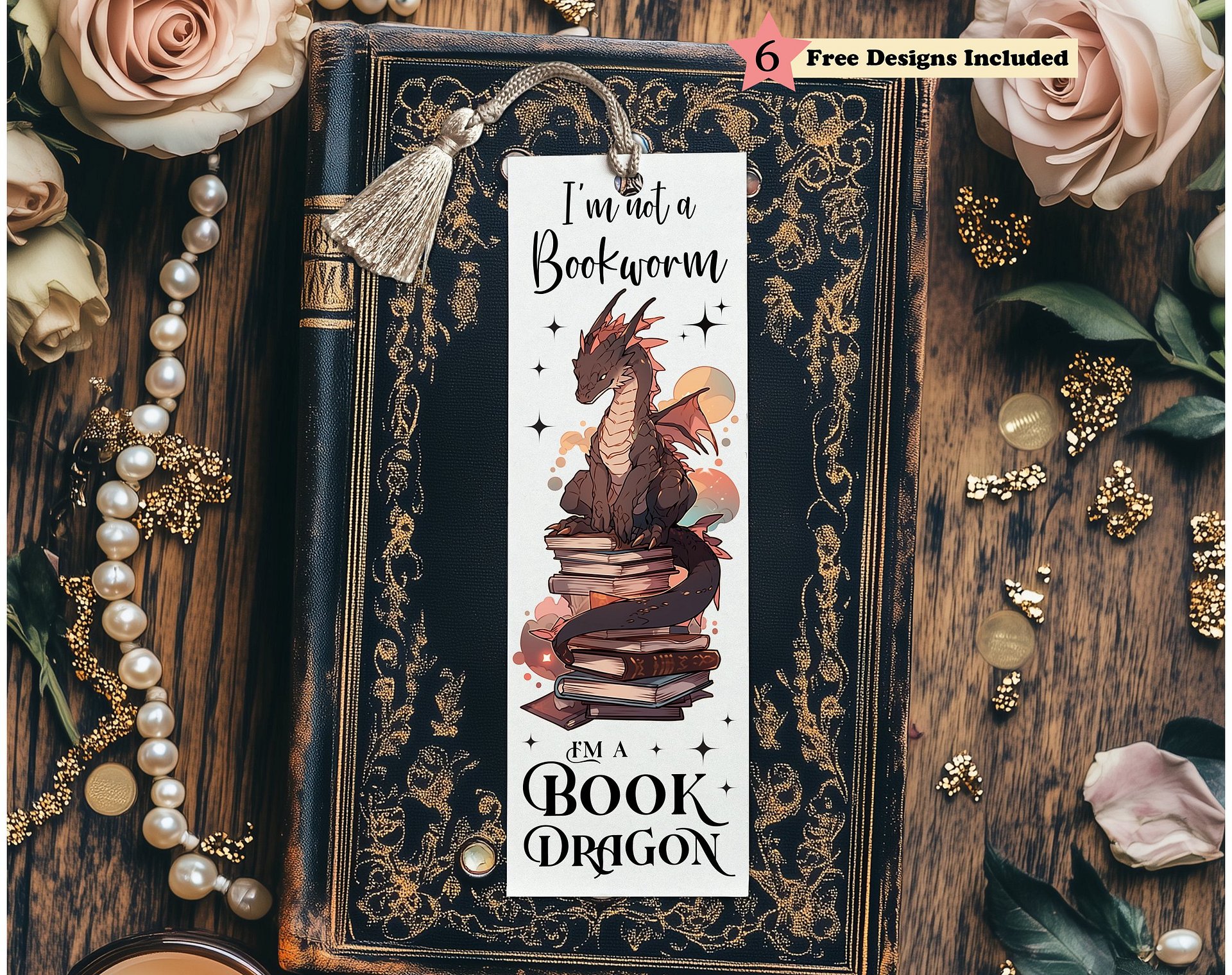 Anime Kawaii Book Dragon Printable Bookmark for Women PNG, Book Lover Gift for Readers, Bookish Merch, Digital Download, DIY Gift for Sister product image (1)