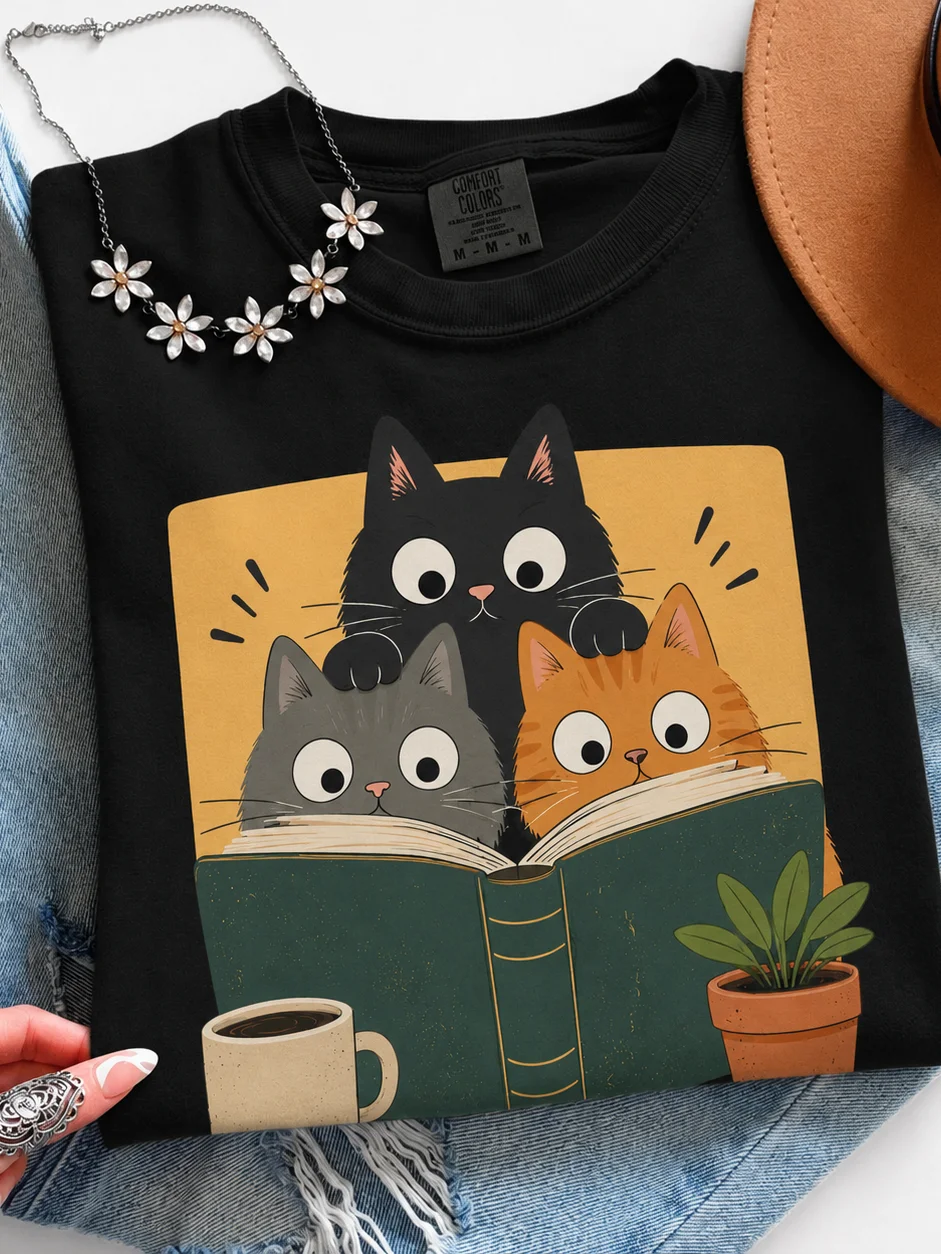 Bookworm Cats T-Shirt product image (2)