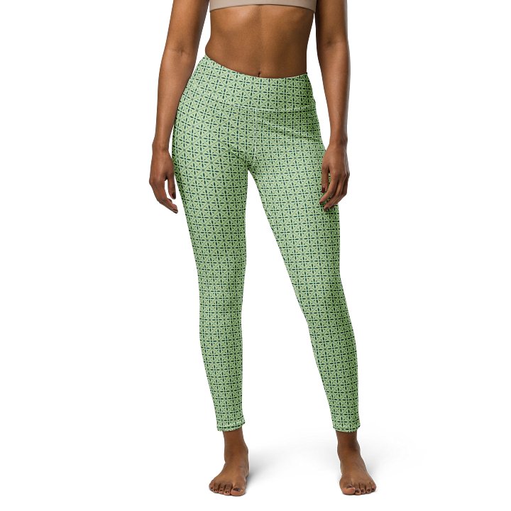 Eco-Friendly Green Lattice High-Waist Leggings product image (1)