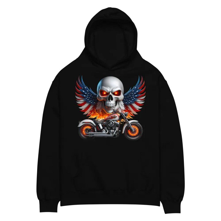 Winged Skull Motorcycle Oversized Hoodie #13 product image (2)