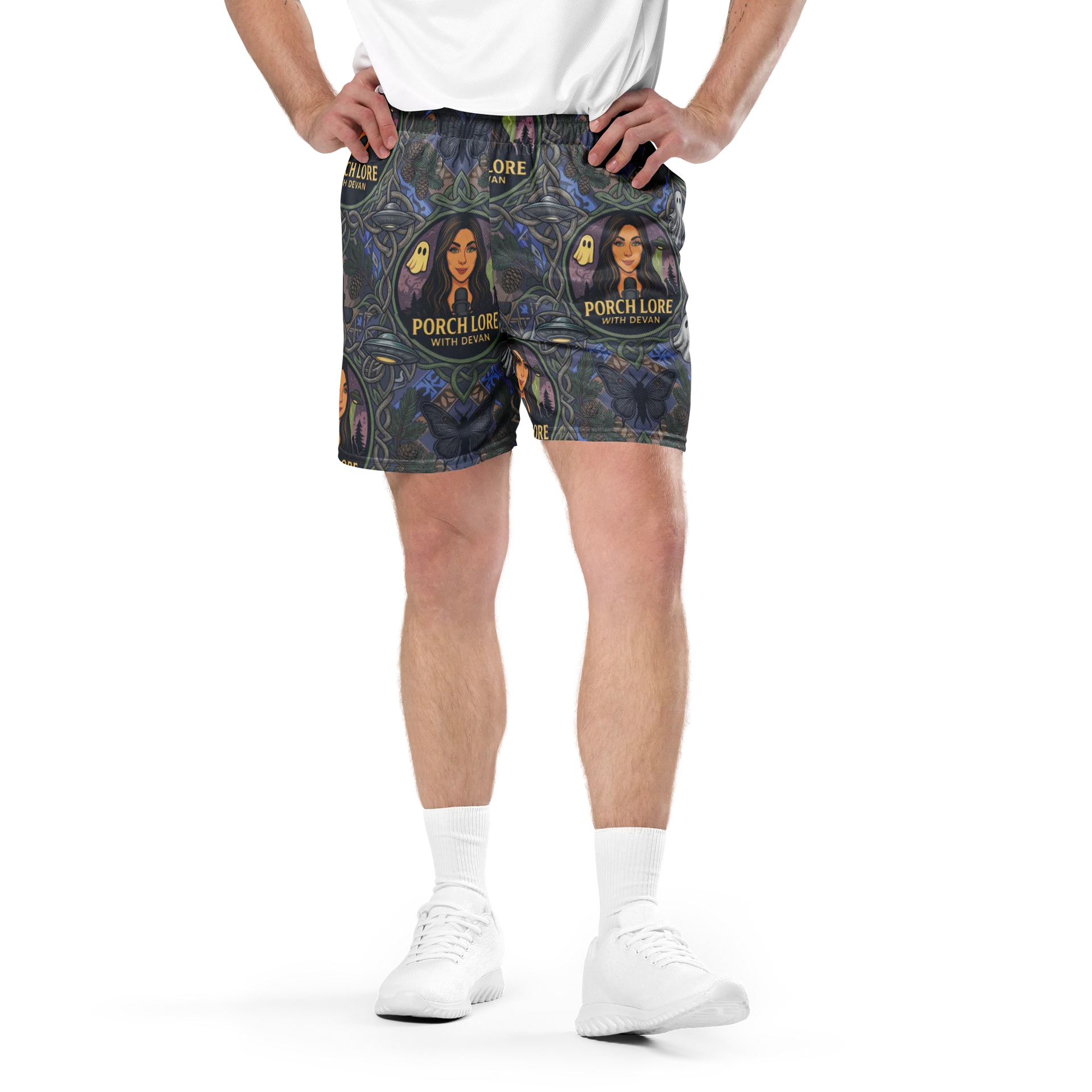 PORCH LORE DEVAN PERIWINKLE MOTH UNISEX SHORTS product image (1)