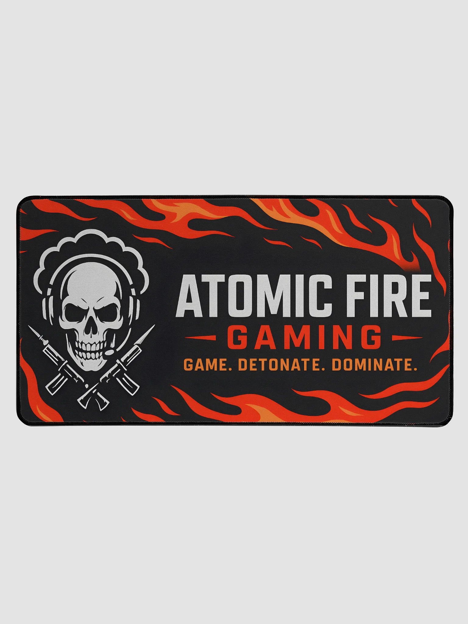🖱️ Atomic Fire Gaming Desk Mat – “Game. Detonate. Dominate.” Edition product image (1)