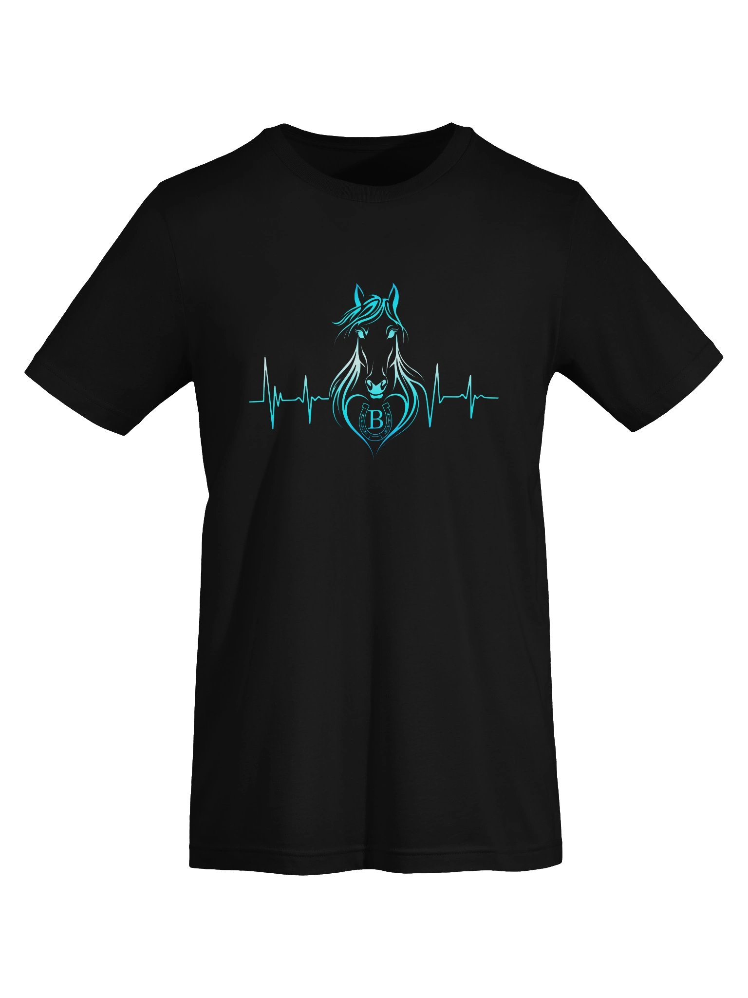 Personalized Horse Heartbeat T-Shirt with Letter B | Unisex Horse Lover Gift product image (9)
