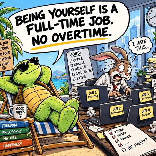 BEING YOURSELF IS A FULL-TIME JOB. NO OVERTIME. 😎🐢

You already have one life to live.
Maybe you don’t need three jobs, five ...