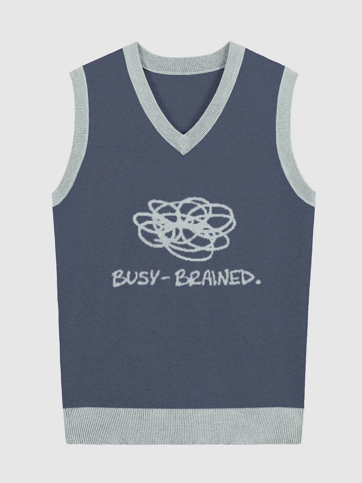 BUSY-BRAINED (lg. design, navy and powder blue) knitwear vest product image (1)