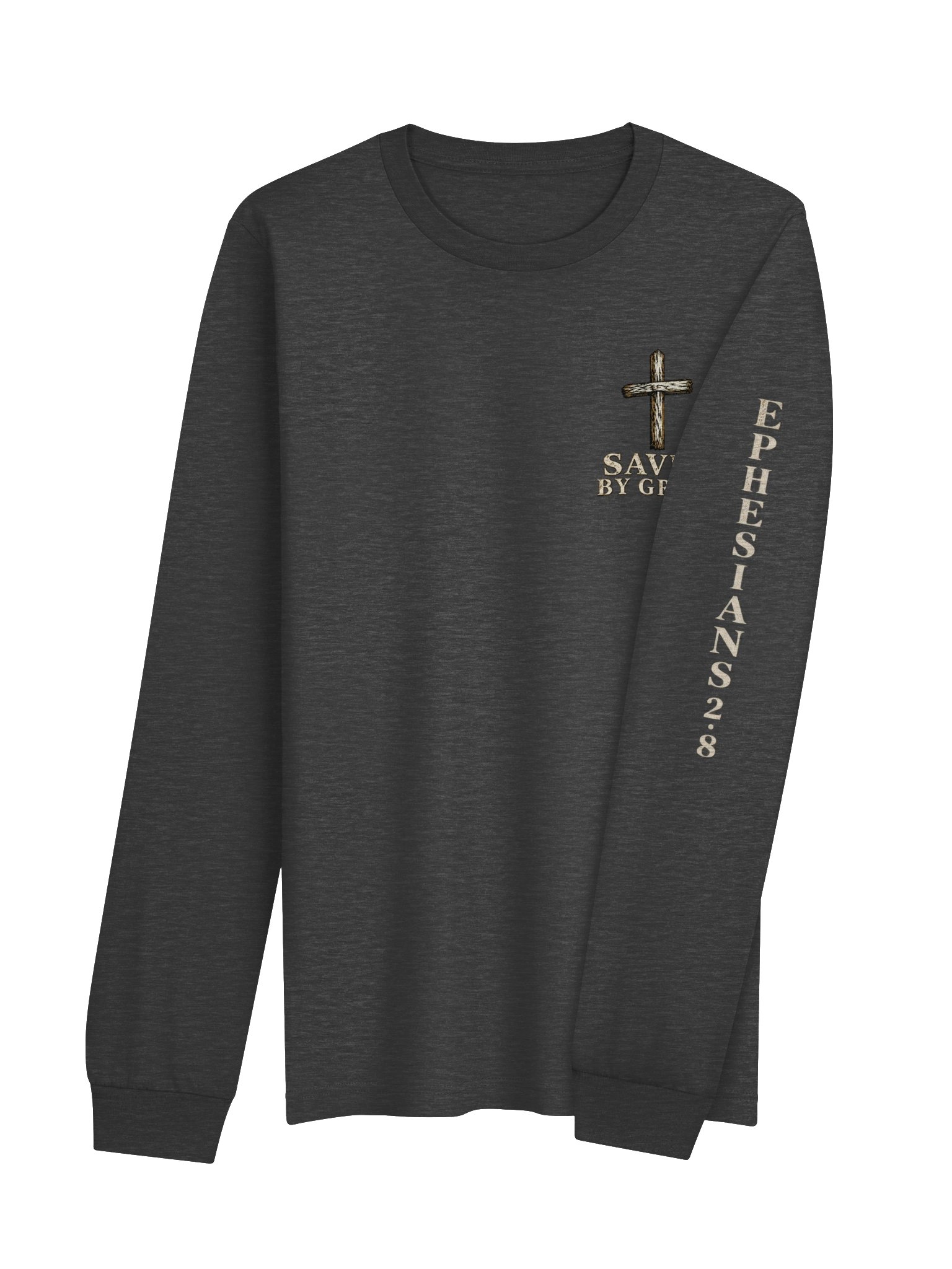Saved by Grace Christian Long Sleeve Shirt – Ephesians 2:8 Unisex Supersoft Shirt product image (4)