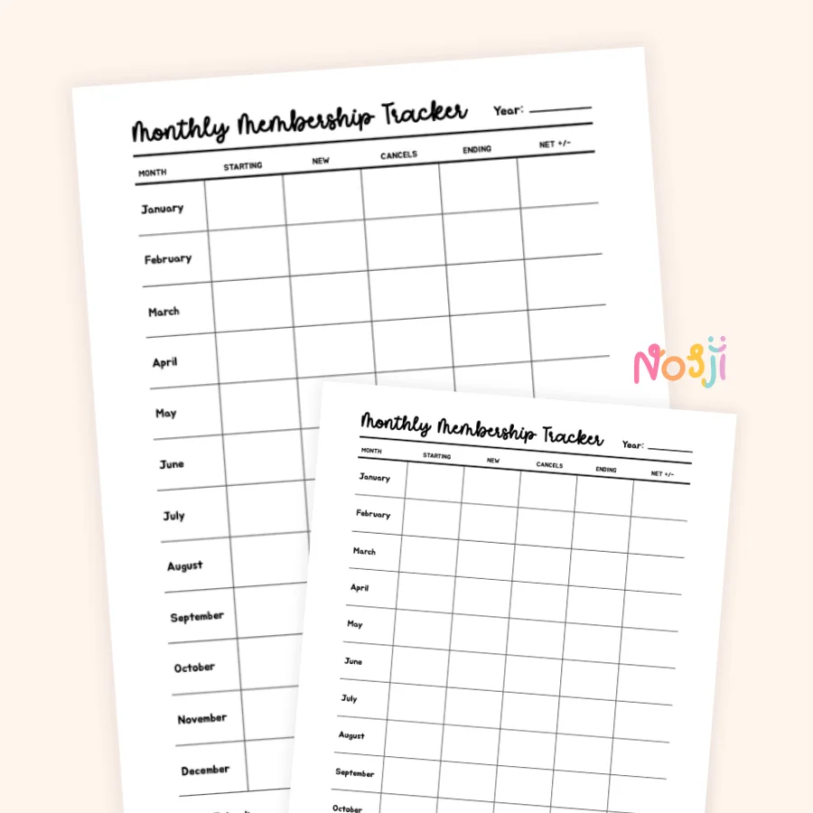 Monthly Membership Tracker Printable Membership Growth Log product image (1)