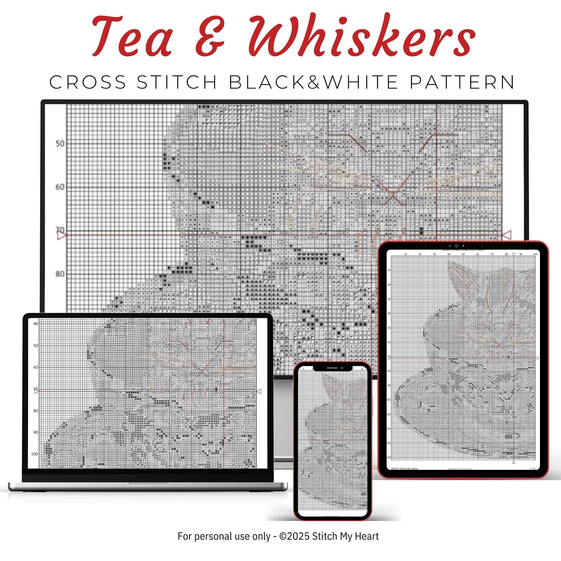 Tea and Whiskers Cross Stitch Pattern product image (4)