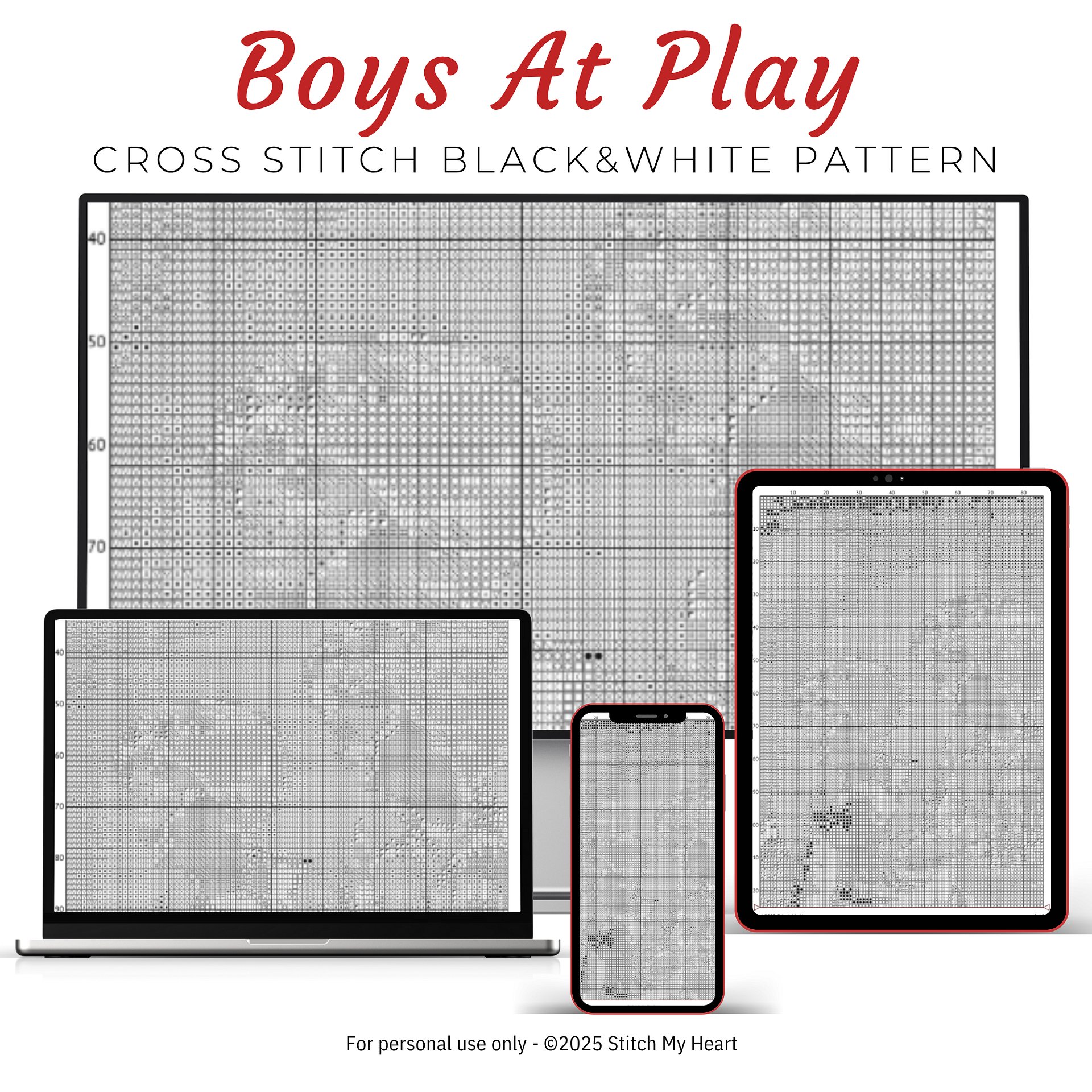 Boys At Play Cross Stitch Pattern product image (4)
