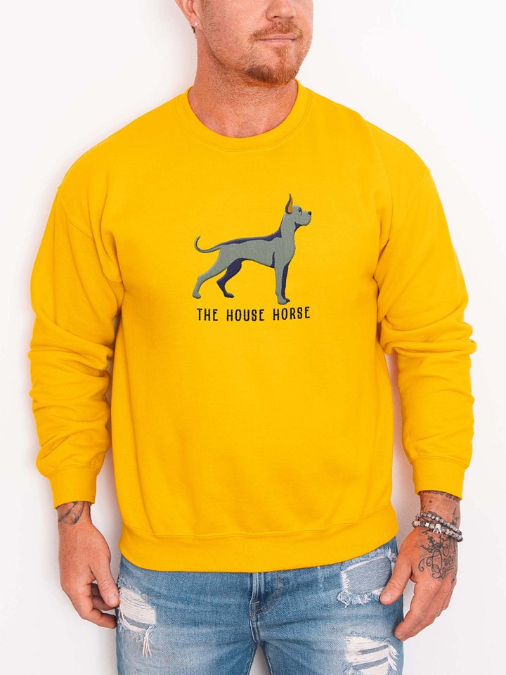 The House Horse Sweatshirt (Embroidered) of a Great Dane(Blue, Cropped Ears) product image (2)