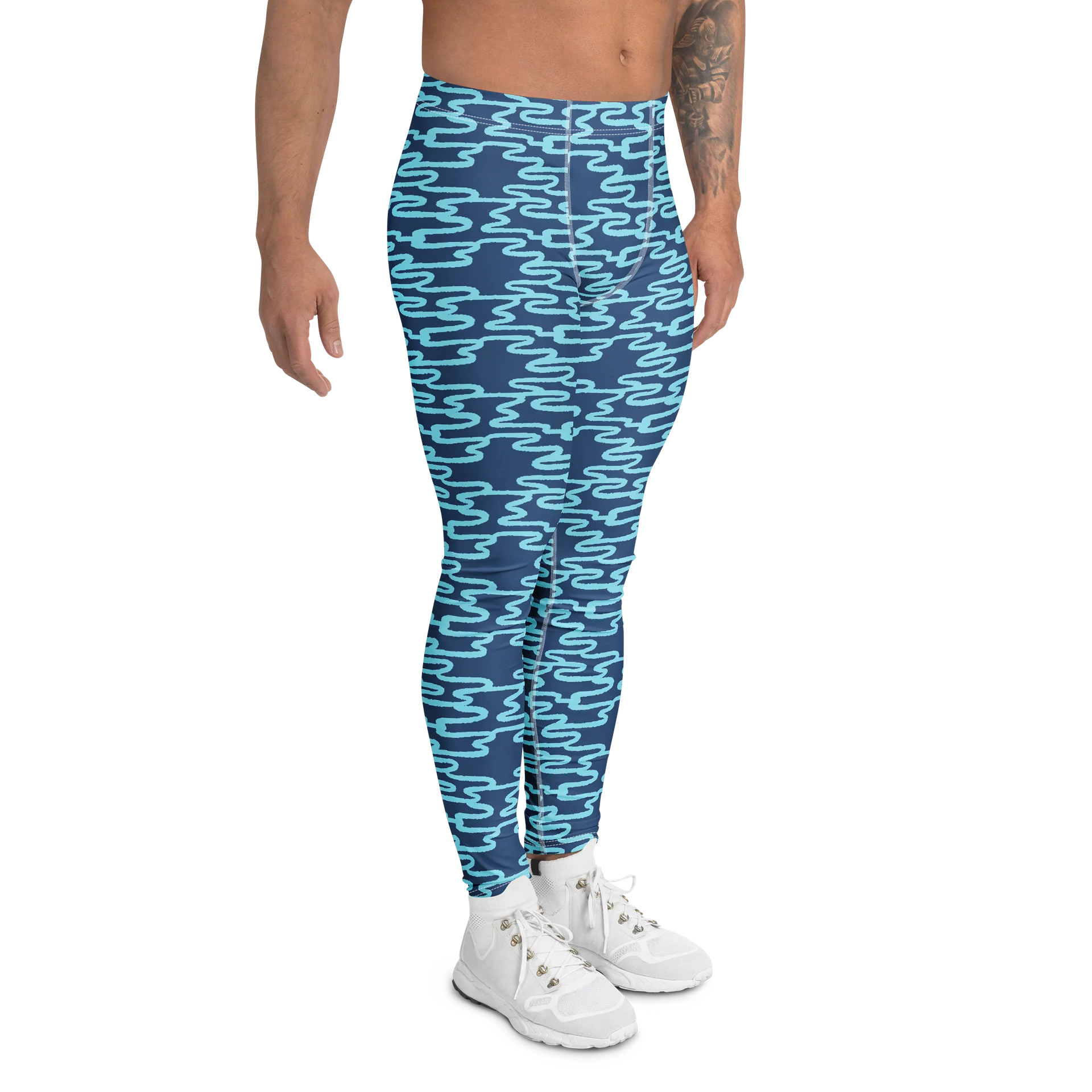 Wavy Lines Pattern Men's Leggings for Active Wear product image (3)