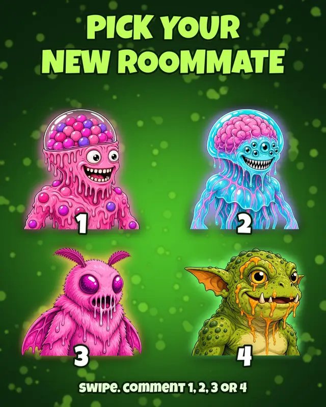you're moving in with one of these. choose wisely weird alien art from the ooze pits, NFTs on Robinhood Chain oozlings.com · opensea.io/collection/oozlings #Oozlings #AlienArt #DigitalArt #NFTTok #RobinhoodChain