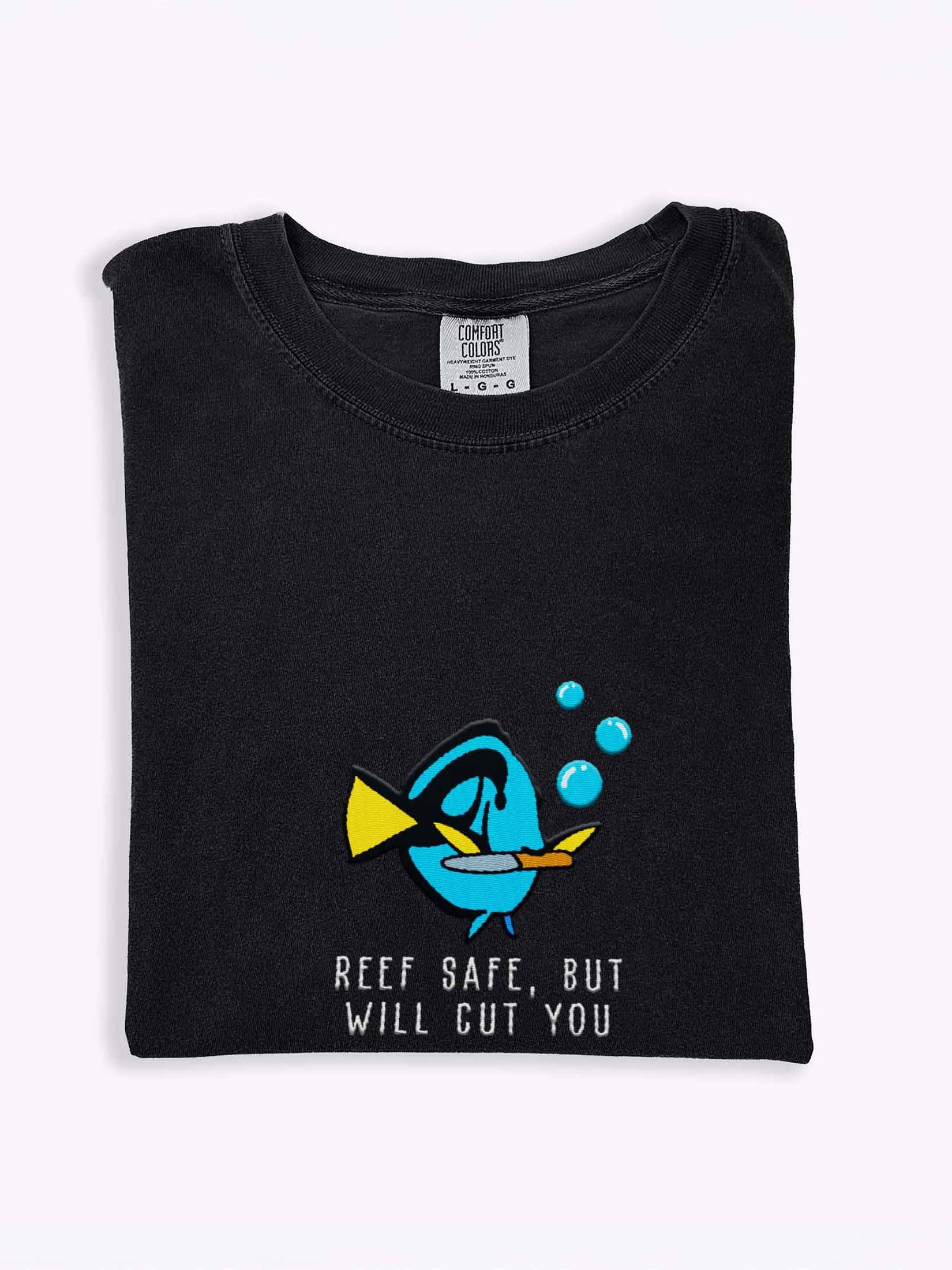 Angry Blue Tang Embroidered Premium Shirt | Saltwater Reef Aquarium Fish & Marine Life Apparel product image (1)