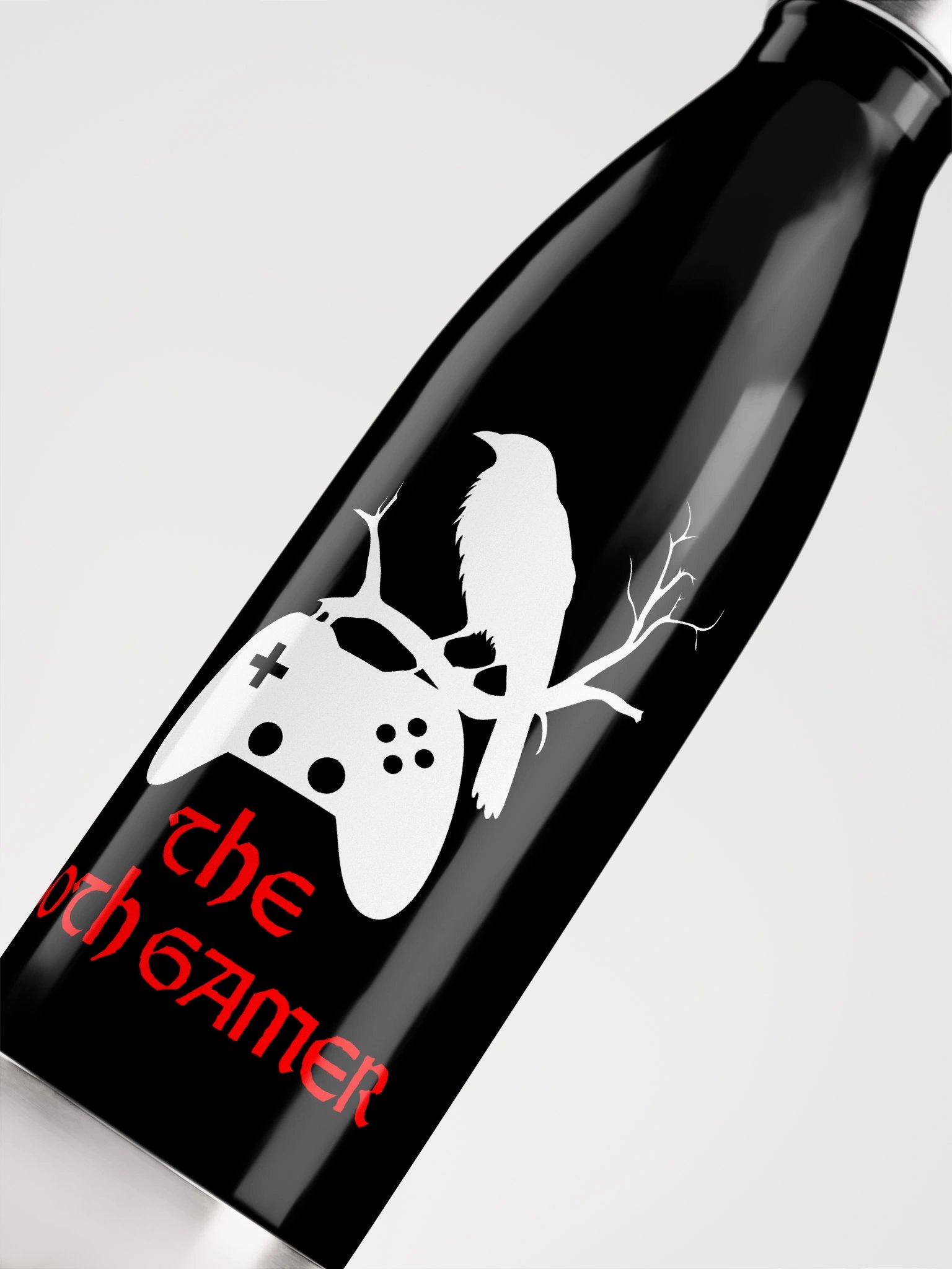 Goth Gamer Insulated Water Bottle with Crow & Controller Design product image (5)