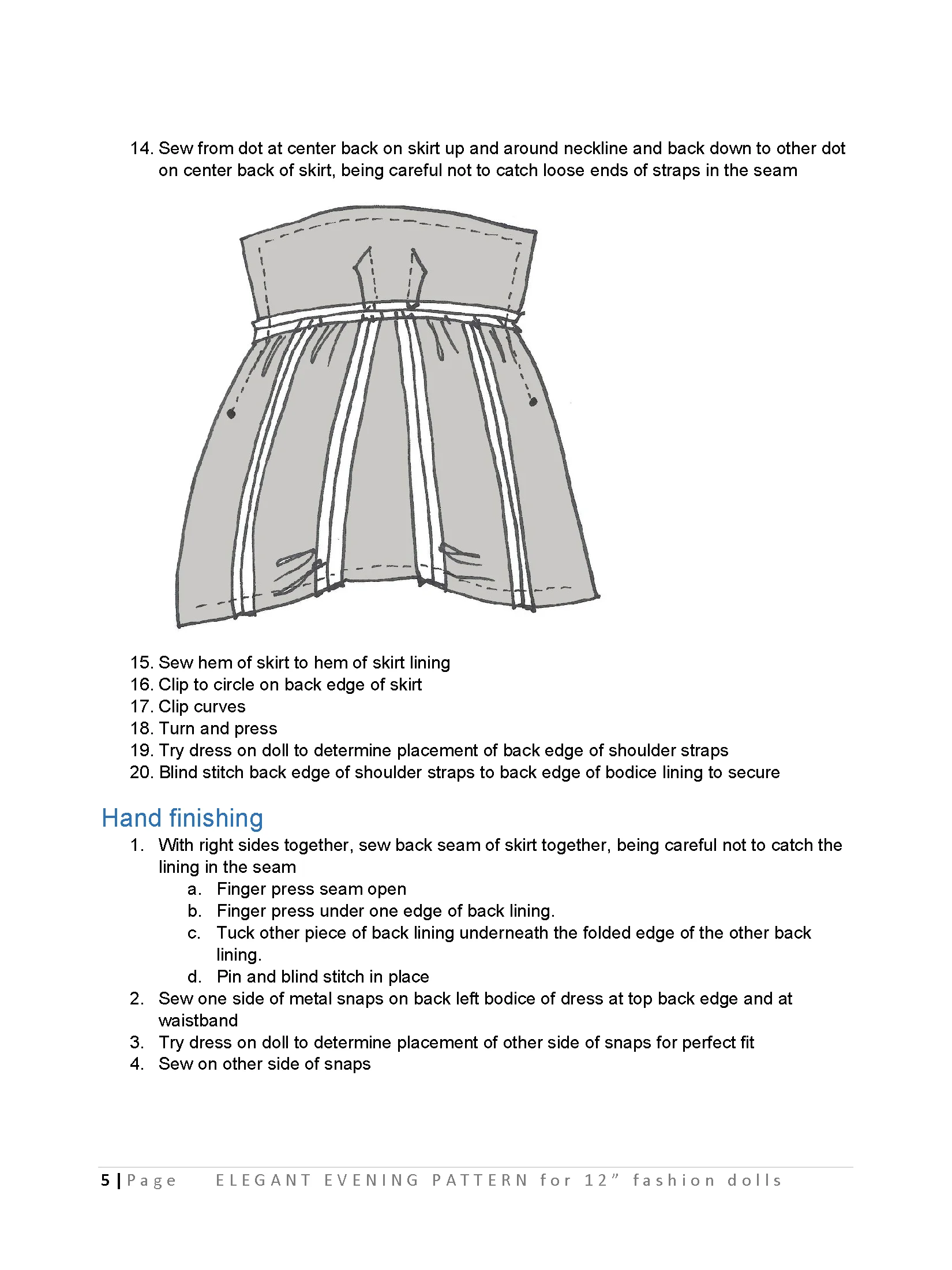 Elegant Evening sewing pattern for 12" fashion dolls product image (3)