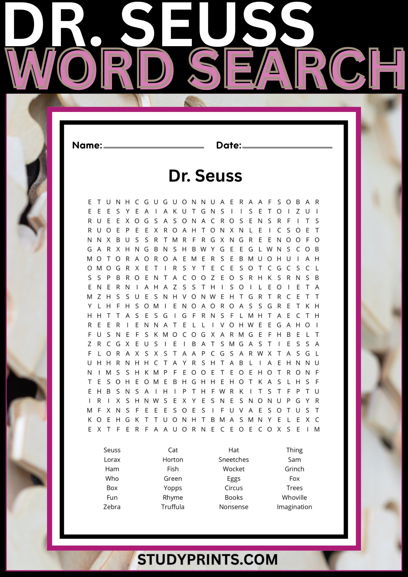 Dr Seuss Word Search product image (1)