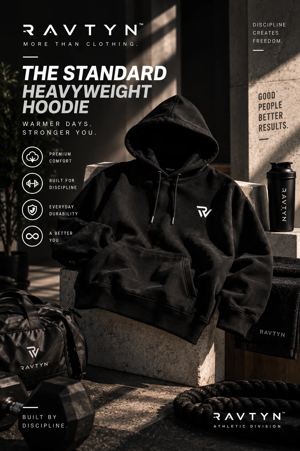 RAVTYN THE STANDARD Heavyweight Hoodie — Black product image (1)