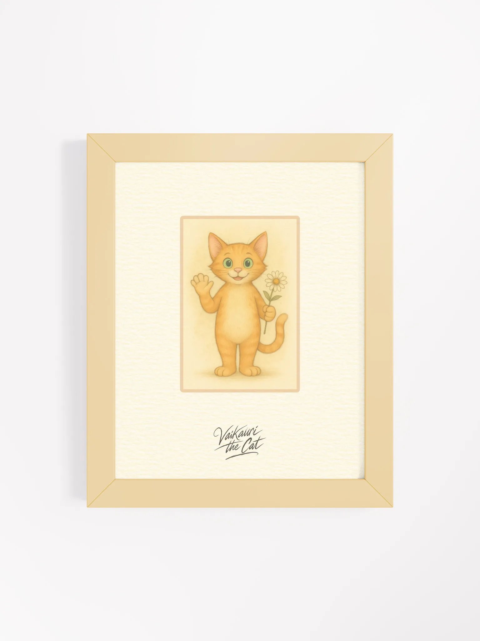 Vaikauri the Cat Vibrant Matte Artprint in Ayous Wood Frame product image (8)