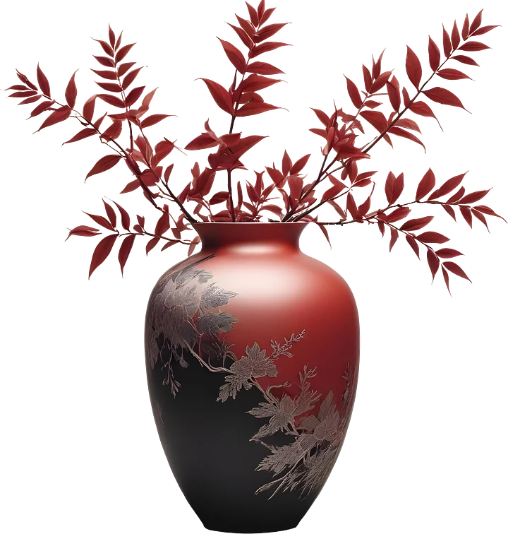 Elegant Chinese Gradient Vase – Red and Black Floral Motif PNG product image (1)