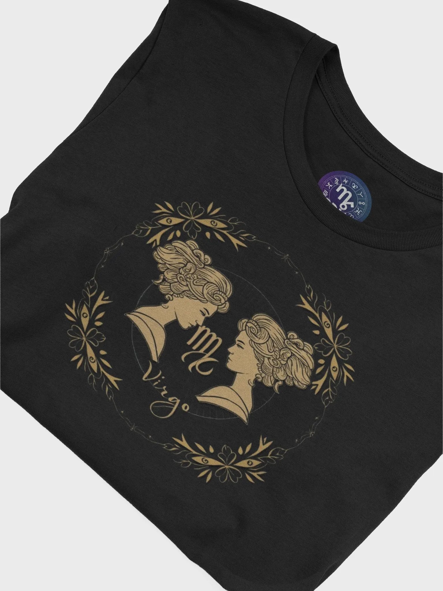 Virgo Zodiac Unisex Supersoft T-Shirt - Gold Celestial Design with Laurel Wreath product image (7)