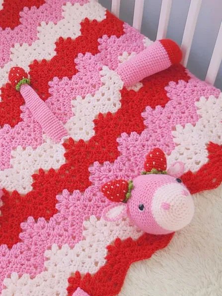 Strawberry Cow Crochet Baby Blanket Pattern - Amigurumi Afghan PDF Pattern - Crafting Happiness product image (3)
