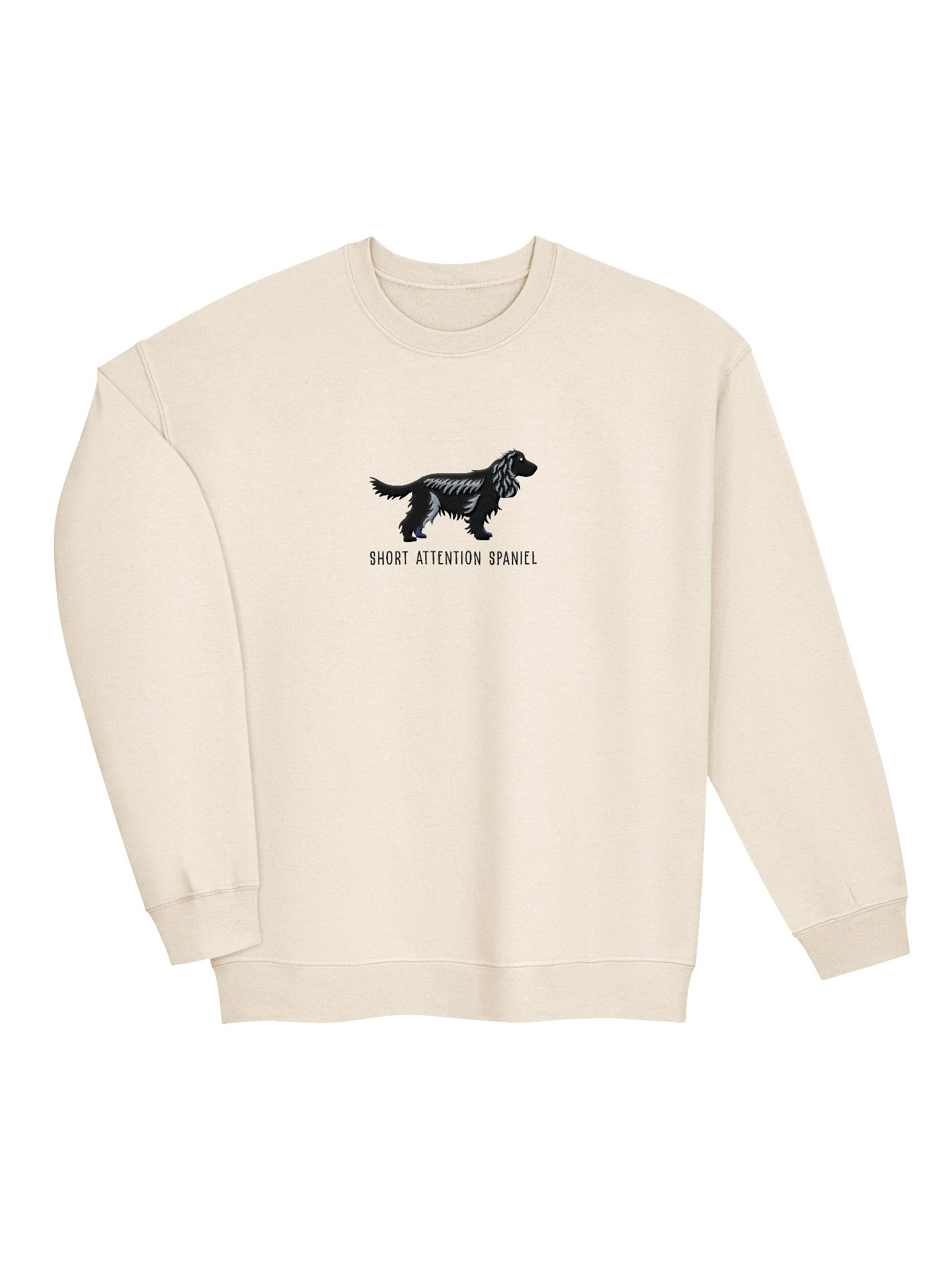 Short Attention Spaniel Sweatshirt (Embroidered) of an English Cocker Spaniel(Black, Full Tail) product image (6)