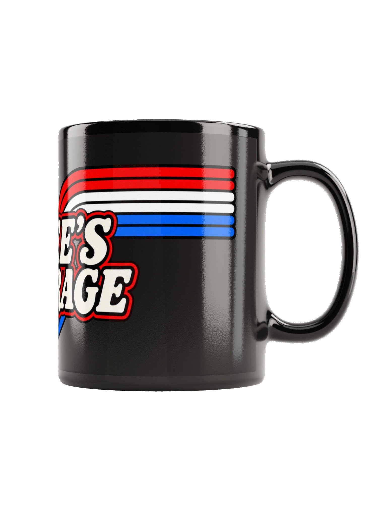Lee’s Garage Retro Stripes Black Mug product image (5)