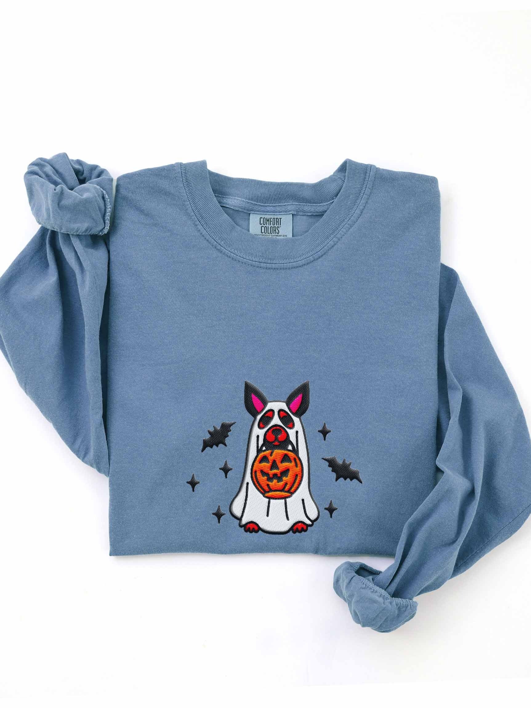 Halloween Chihuahua(Black & Tan) Embroidered Long-sleeved T-Shirt product image (1)
