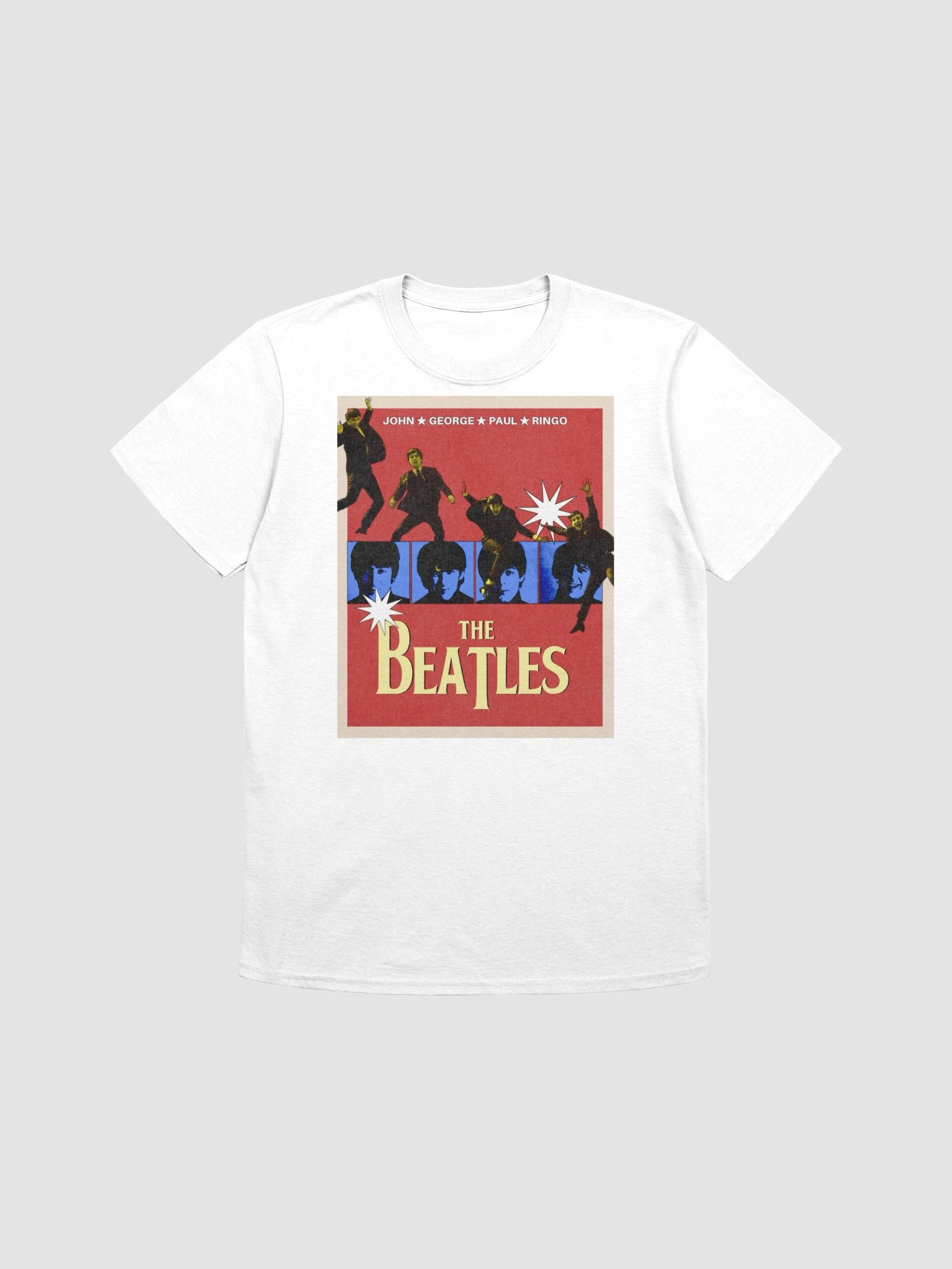 The Beatles Pop Art T-Shirt | Vintage Red & Blue Rock Band Poster Graphic Tee product image (1)