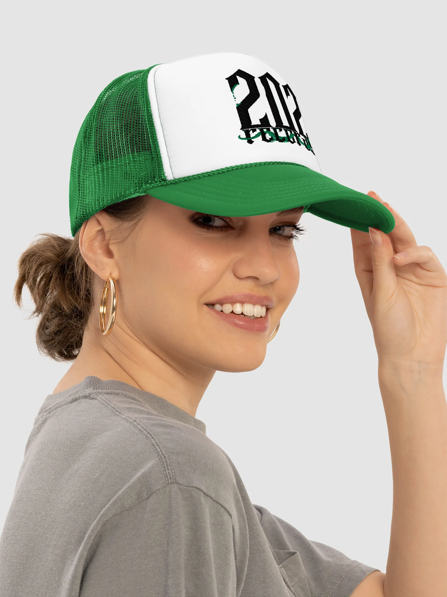 KEVBO "202 Records" Green + White FOAM Trucker hat product image (7)