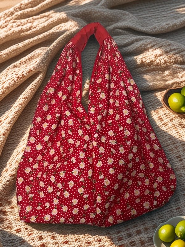 Red with Polka Dots & Daisies - Gran N Go Small Tote product image (1)
