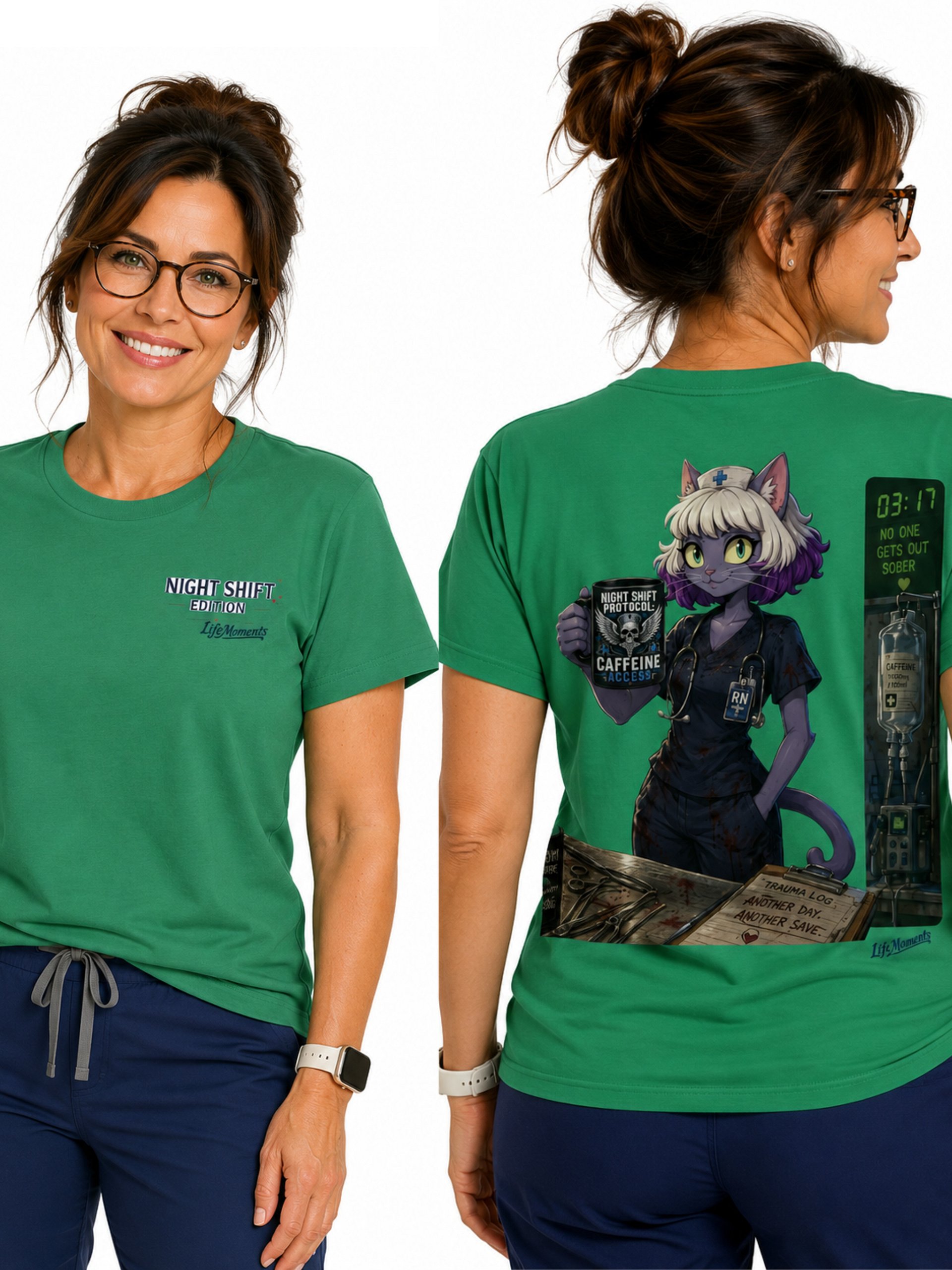 Funny Nurse T-Shirt | Anime Cat RN Gift | Night Shift Graphic Tee product image (1)