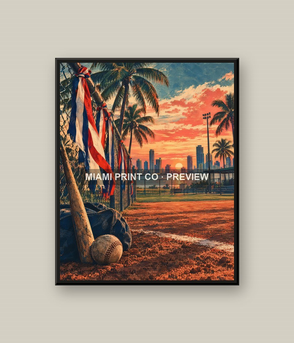 Cuban Baseball Sunset | Framed Art Print product image (1)