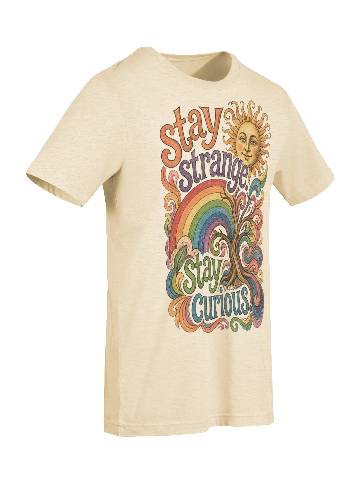 Stay Strange, Stay Curious Psychedelic Rainbow Tee product image (8)