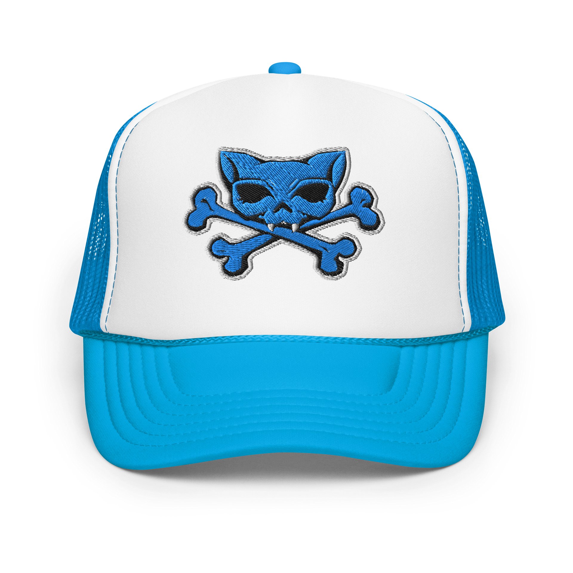 Blue Kat Skull Embroidered Hat product image (13)
