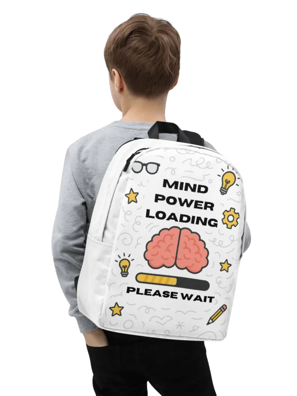 Mind Power Loading… Please Wait Backpack (White) product image (1)