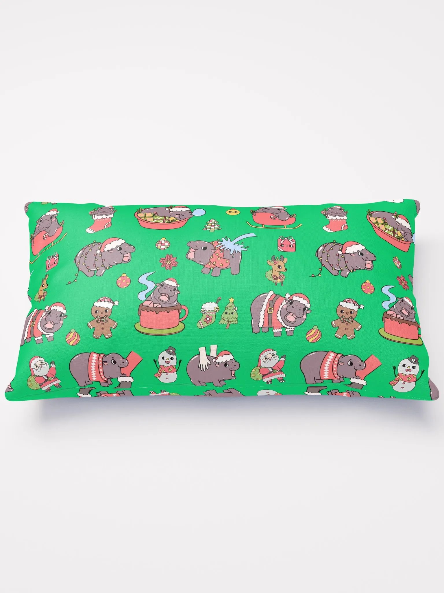 MOODENG'S GREEN CHRISTMAS PILLOW! product image (2)