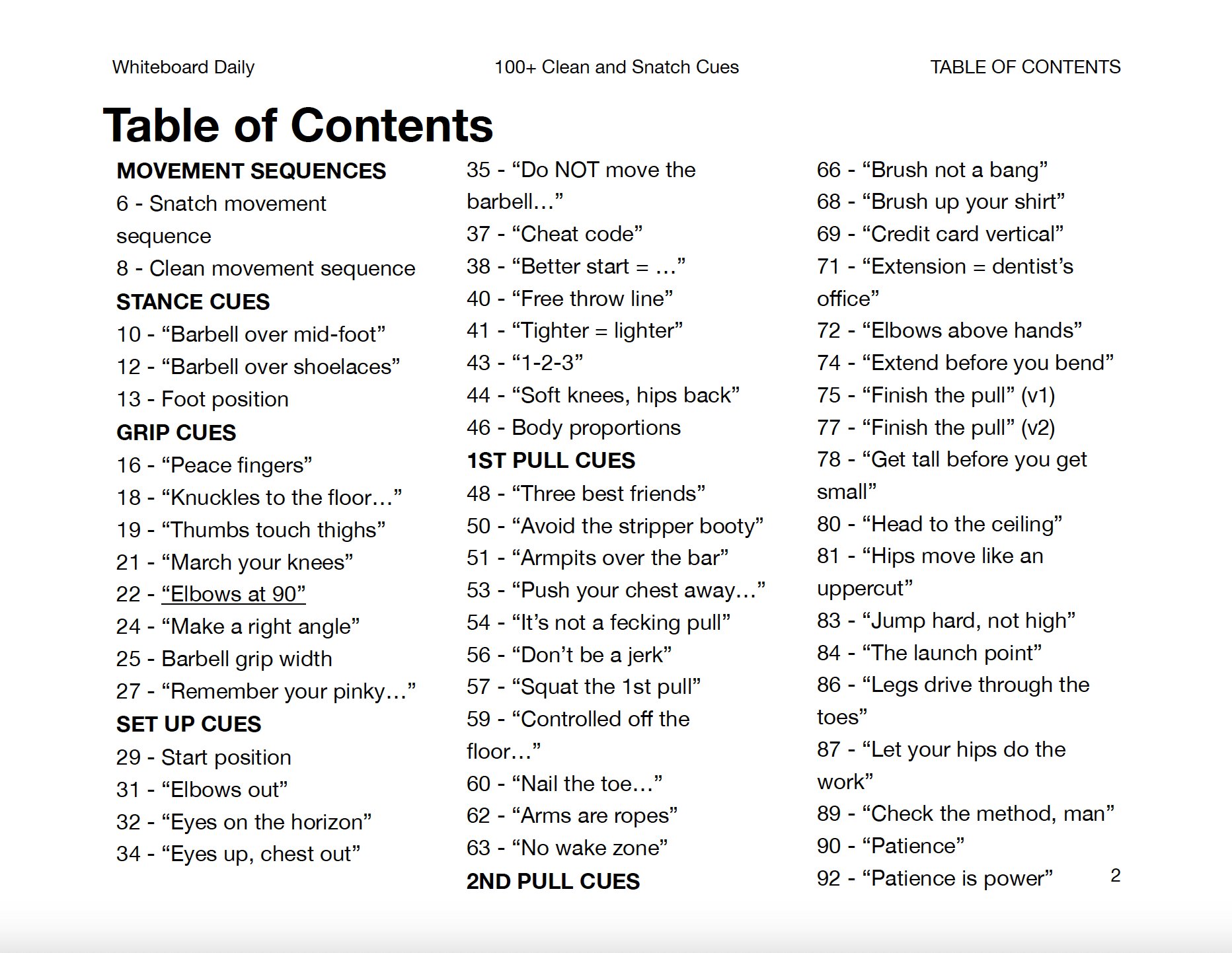 eBook: 100+ Clean & Snatch Cues - Volume 1 product image (2)